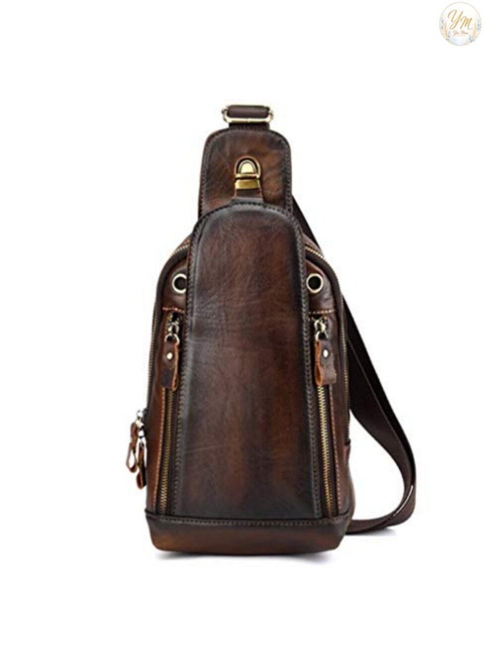 Genuine Leather Sling Bag Crossbody Backpack Adjustable Strap Vintage Travel